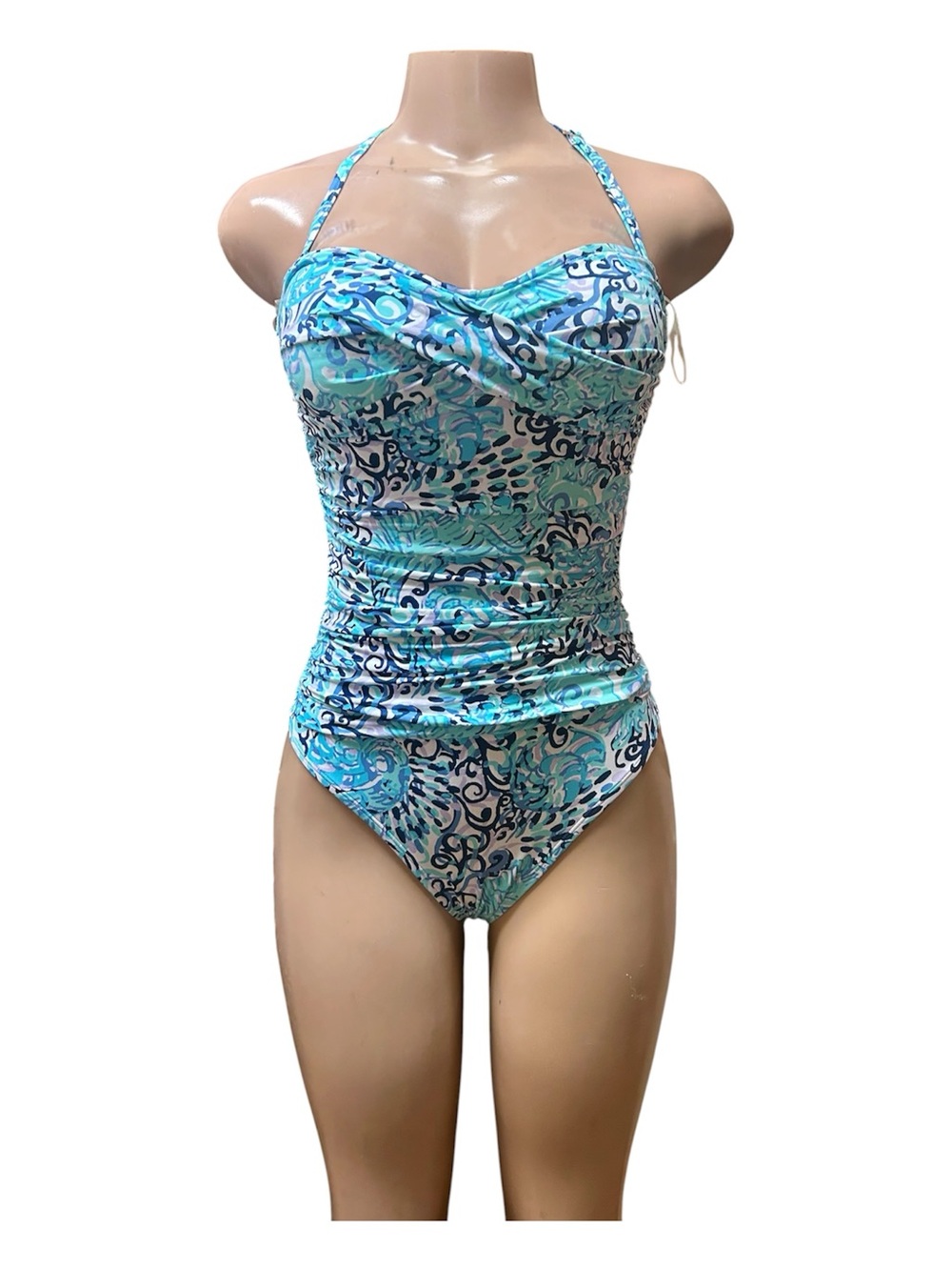 Lilly Pulitzer Turquoise & Navy Printed One-Piece Swimsuit
